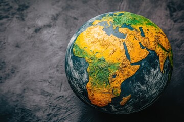 Fototapeta premium A realistic Earth globe featuring the African continent as the main focus. The globe is accurately detailed and prominently displayed.