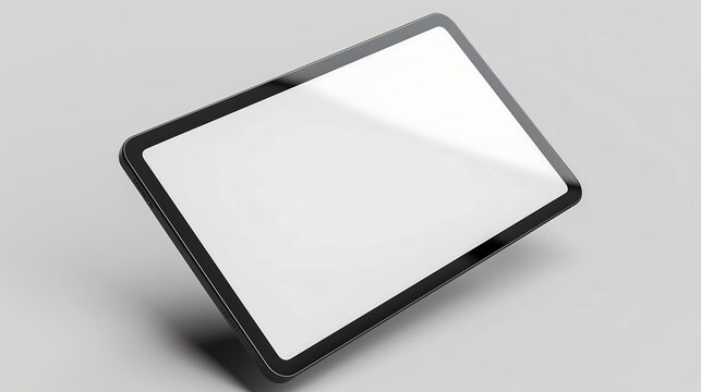 blank screen tablet floating on solid background
