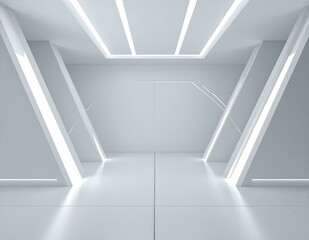 Modern Minimalist White Room Futuristic Architecture Design