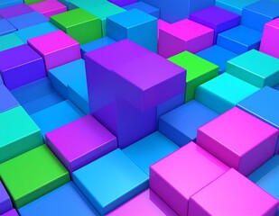 Obraz premium Vibrant Colorful Cubes Abstract 3D Geometric Pattern Design