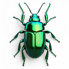 shiny green beetle , isolated on transparent background cutout ,