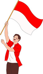 Indonesian Independence Day Event and Celebration, Vector Elements of Flags, Traditional Games, people iillustration, and Decorations