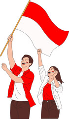 Indonesian Independence Day Event and Celebration, Vector Elements of Flags, Traditional Games, people iillustration, and Decorations