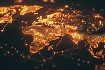 World map illustrating expanding cryptocurrency adoption with glowing connections between major cities against a dark backdrop