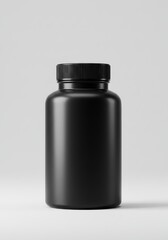 Fototapeta premium Black pill bottle on white background