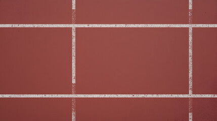 Fototapeta premium Top view of the running track rubber lanes cover texture with white line marking for background.