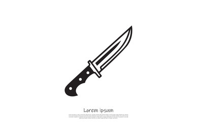 Obraz premium Black Tactical Knife Clipart with Sharp Blade on Transparent Background