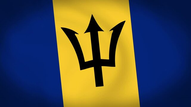 Barbados Flag Waving Animation Loop