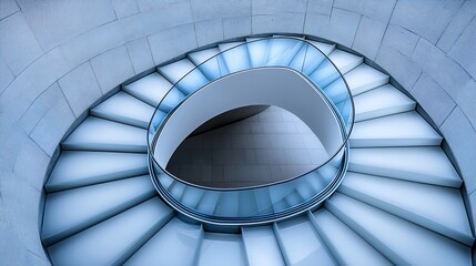 Fototapeta premium Spiral staircase with glass railing, modern design