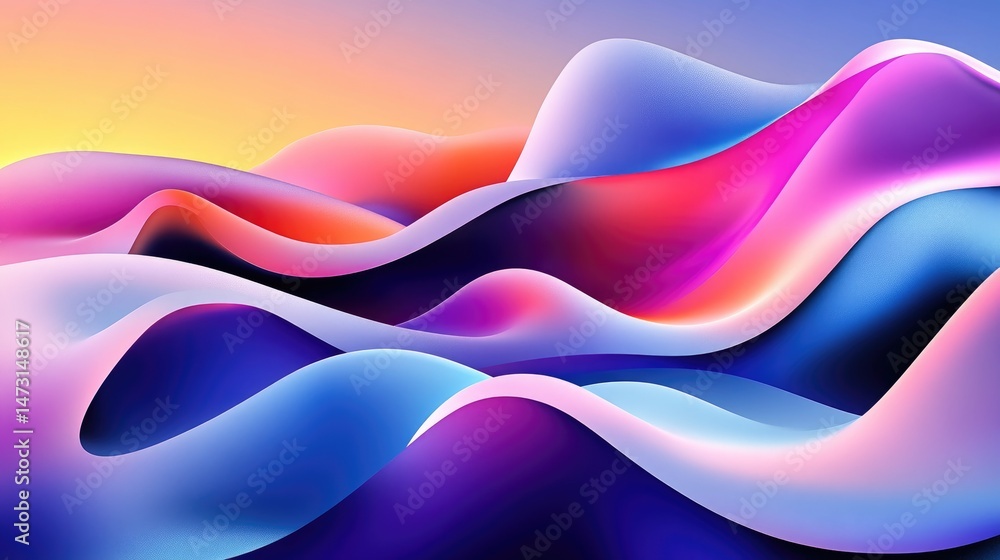 Poster abstract digital particles and holographic elements converging in a bright futuristic design