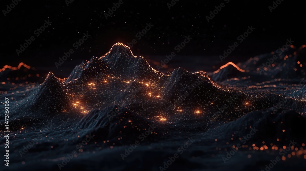 Aufkleber abstract network of glowing lines and digital particles forming a futuristic, interconnected tech la