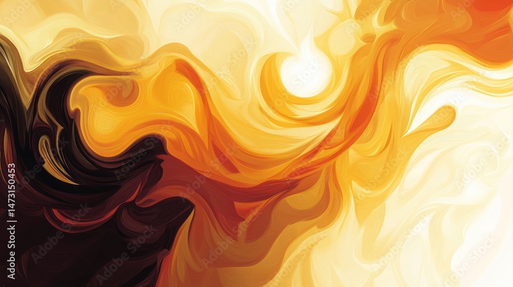 Poster abstract swirling light patterns in vibrant colors, blending seamlessly into a dynamic background