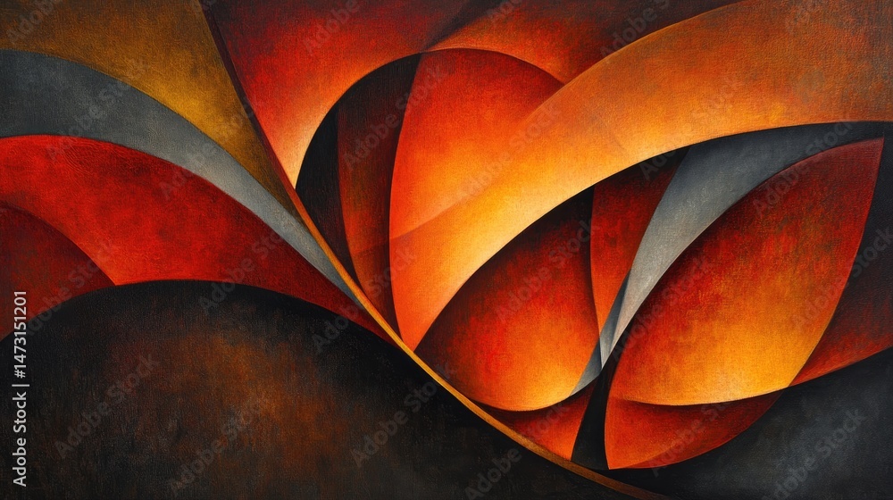Poster an abstract design with concentric geometric forms and glowing accents, forming an eye-catching and 