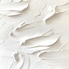 Obraz premium Abstract painting, textured strokes of creamy white. Brushstrokes create flowing lines and soft, voluminous forms