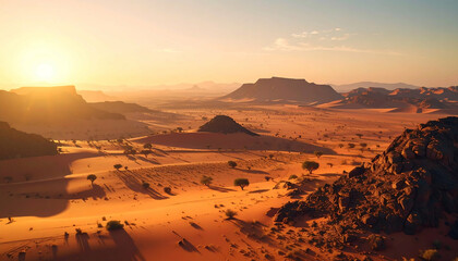 Naklejka premium Breathtaking Sunset over Namib Desert Dunes & Mountains