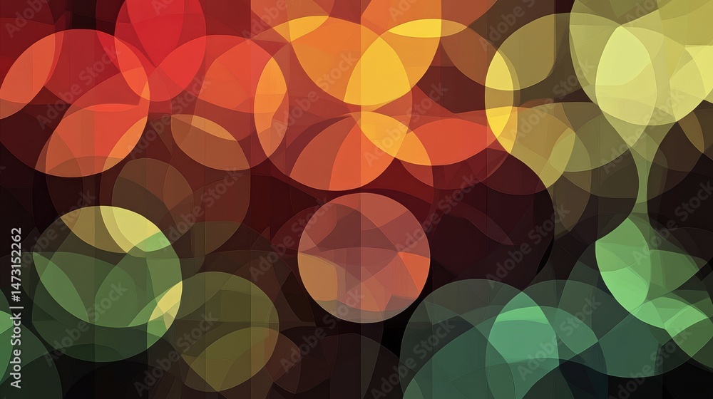 Poster a geometric abstraction featuring triangular and circular shapes in complementary colors, arranged f