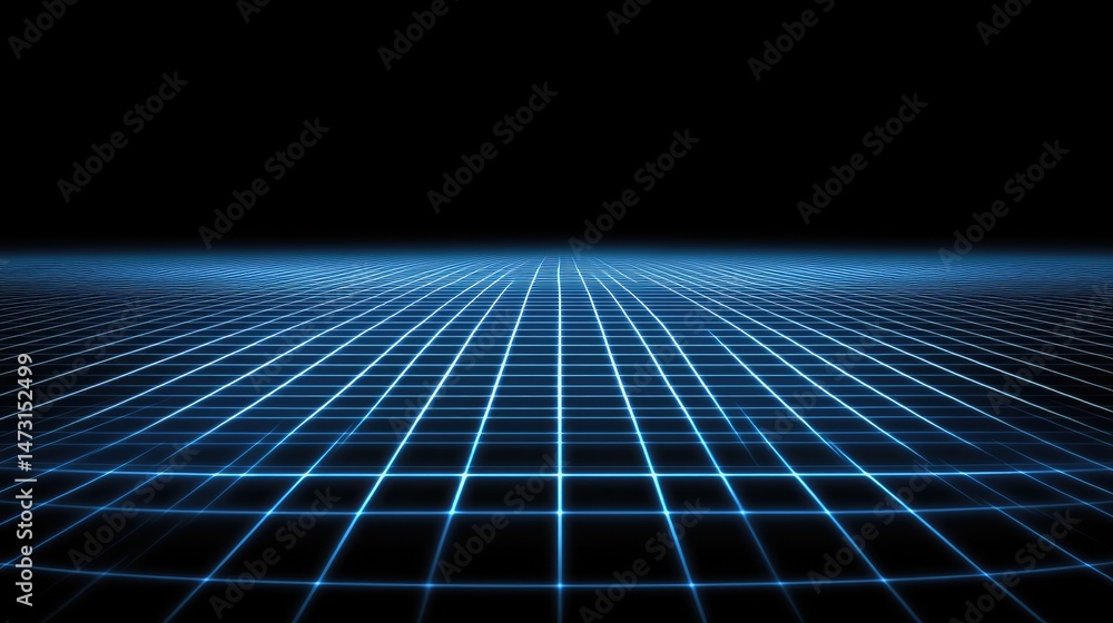 Poster a high-tech digital wave pattern with neon effects, curving smoothly across a grid, symbolizing prog