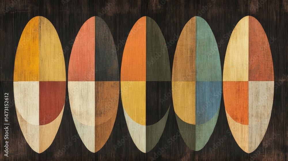 Aufkleber a modern abstract design featuring geometric patterns with symmetrical shapes, such as circles and t