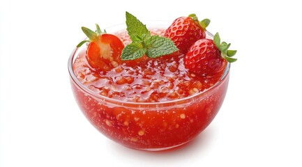 Fresh strawberry jam in a bowl