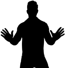 Man Open Palm Silhouette