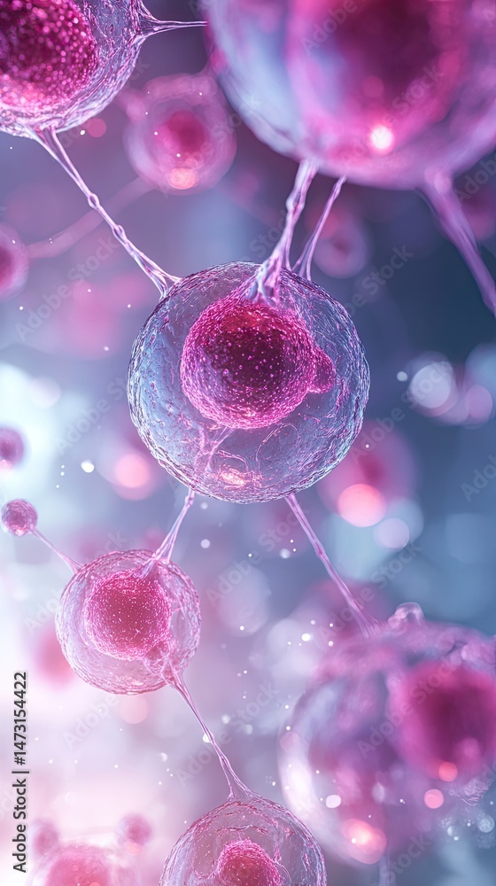 Poster molecular network with connected cells and structures for scientific visualization