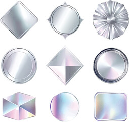 Shiny Metallic Shapes Collection, Vector Illustration Isolated on White Background