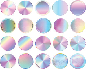 Holographic Circles, Vector Illustration on White Background.