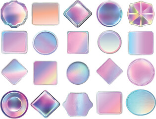Iridescent Frames Vector Set, Isolated on White Background