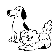 The dogs playing and happy together