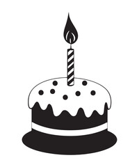 Birthday cake line art silhouette vector.
