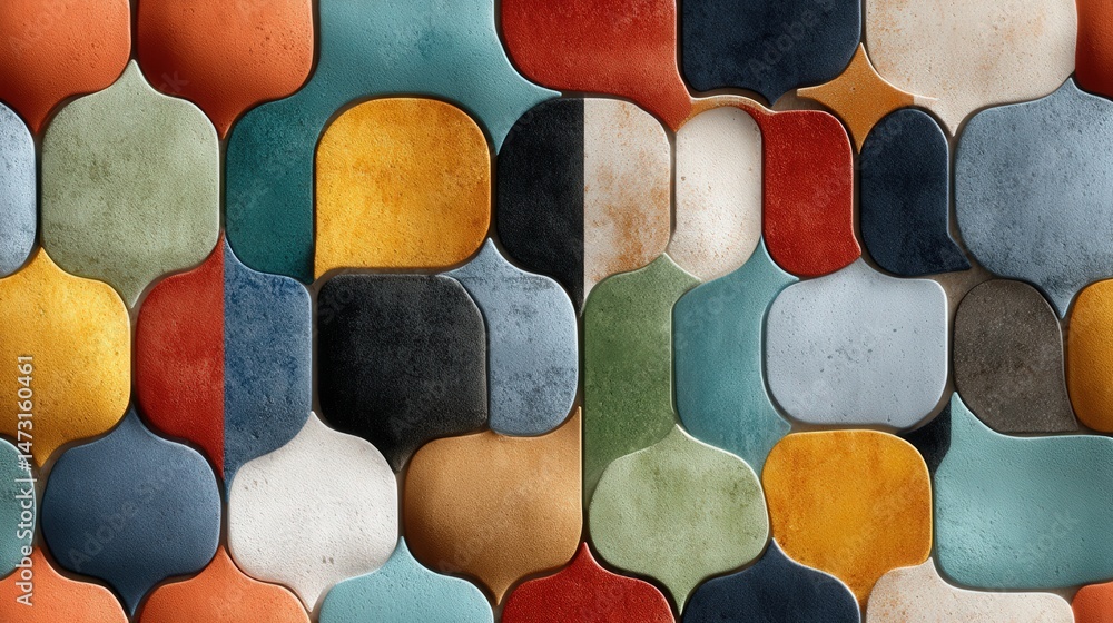Poster abstract seamless pattern of colorful tile surface design