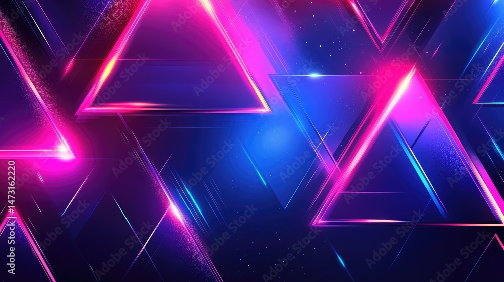 Poster futuristic abstract geometric design with glowing edges and sharp angles forming a tech-inspired pat