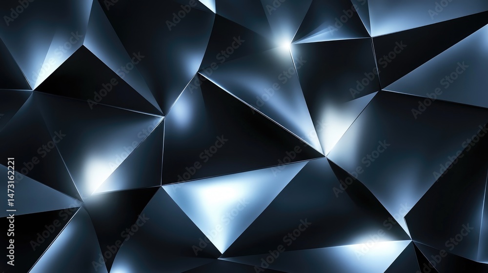 Poster futuristic abstract geometric design with glowing edges and sharp angles forming a tech-inspired pat