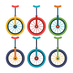 Six classic unicycle transport isolated on white background © Sanzida