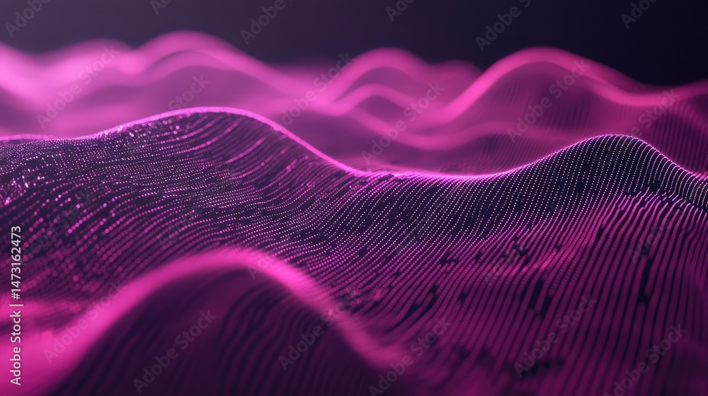 Poster futuristic data network with glowing data streams, particles, and abstract tech patterns forming a d