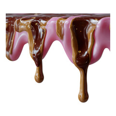 Obraz premium Dripping Chocolate and Strawberry Sauce on a Transparent Background