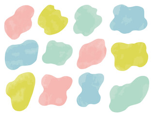 手描きあしらいセット　流体シェイプ　淡い色　水彩