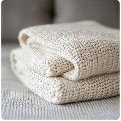 Soft, knitted blankets stacked