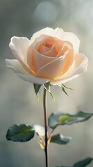 Soft peach rose in gentle sunlight
