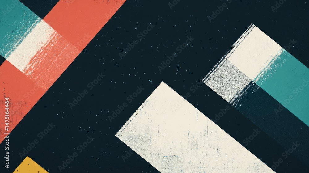 Poster geometric abstraction with vibrant, angular lines and shapes blending into a dynamic and colorful co