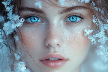 Beautiful woman in flowers