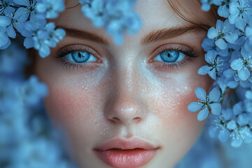 Beautiful woman in flowers