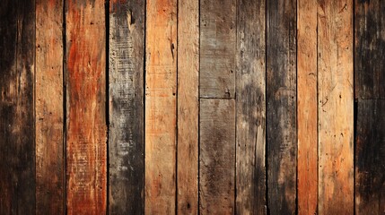 Rustic weathered wooden plank shade of brown orange arranged vertically displaying natural grain worn texture of aged wood ideal creating organic vintage aesthetic cut out isolated transparent