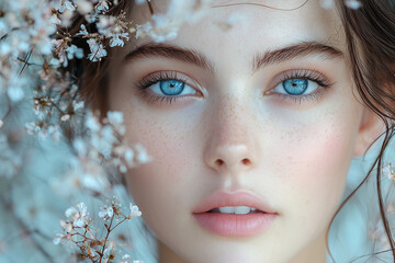 Beautiful woman in flowers