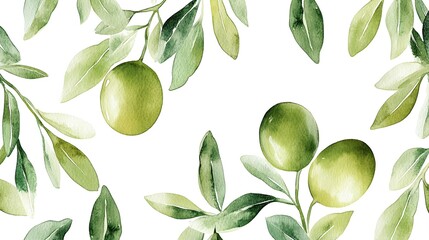 Olive isolated on a white background, seamless pattern