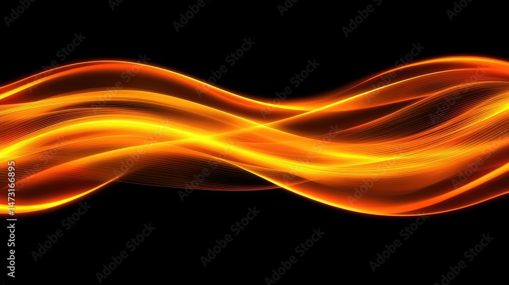 Poster high-tech digital waves with dynamic movement, featuring glowing lines and particles on a sleek, dar