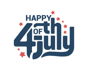 Fototapeta premium 4th of July Handwritten Calligraphy. Red and Blue Typography Design for American Independence Day. Happy 4th of July Lettering Design. celebrate American on 4th July. 