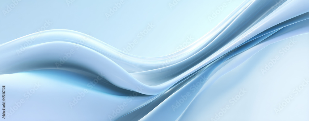 Poster Abstract light blue flowing curves, elegant and smooth 3d render, perfect for modern website backgrounds or corporate presentations.  Subtle gradients create a calming, serene atmosphe : Generative AI
