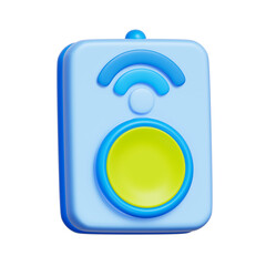 3D icon of a remote controller with signal, representing universal IoT remote management and device control.
