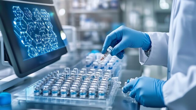 A high tech pharmaceutical company developing ai assisted drug formulations &ndash; high-quality AI image